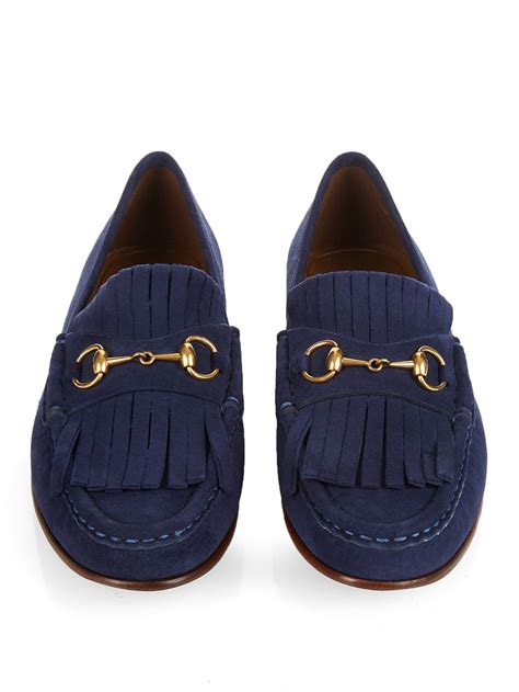 blue gucci loafer|gucci fringe loafer.